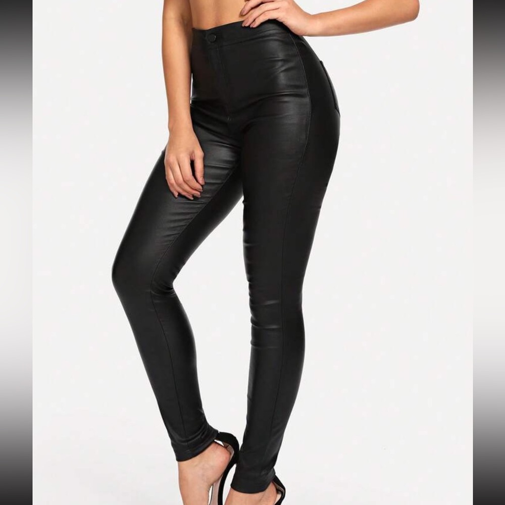 Black High-Waisted Leather Pants